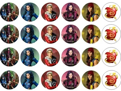 £2 • Buy 24 Disney Descendants Edible Cupcake Toppers Icing/wafer