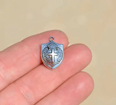 RELIGIOUS CHRISTIAN SHIELD CROSS Pendant 925 Sterling Silver 22  Necklace Women • $13.89