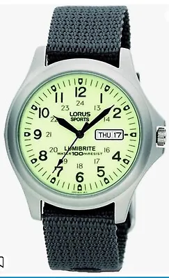 Lorus Men's Lumibrite Grey Fabric Web Strap Analog Watch Super Fast Delivery  • £46.99