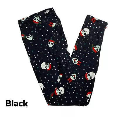 Lularoe Christmas Leggings Holiday TC2 NEW Alien Reindeer Santa Stars  • $22