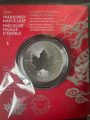 2024 Canada $5 1oz Dragon Lunar New Privy Mark Silver Maple Leaf Bullion Coin • $59.95