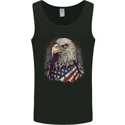 American Eagle With USA Flag July 4th Mens Vest Tank Top • £10.99