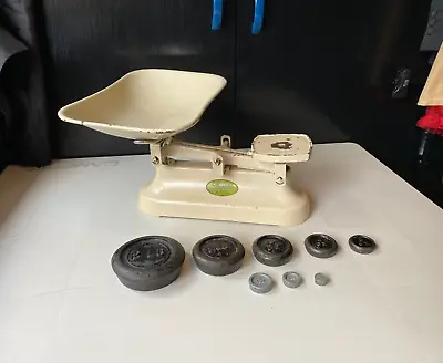 £9.99 • Buy Lincoln Kitchen Balance Scales With 8 Weights Vintage Country Cottage