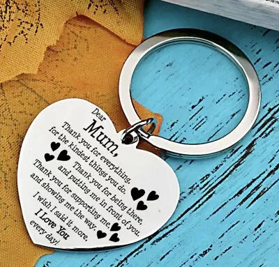 Dear Mum Keyring I Love You Heart Shaped Mothers Day Mum Thank You Birthday Gift • £2.95