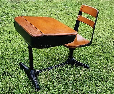 Vintage American Seating Company Folding School Child Desk C.1940 Swivel Chair  • $600