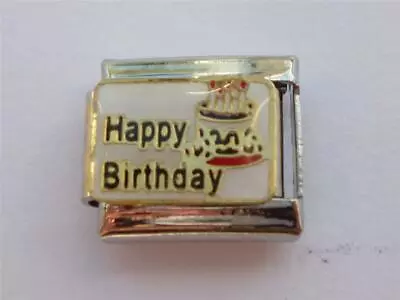 HAPPY BIRTHDAY CLASSIC ITALIAN CHARM LINK  Fits All 9mm Italian Bracelet U6 • £3.10