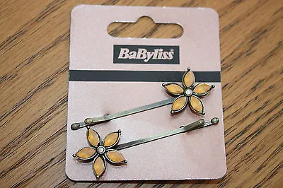 Babyliss 2 Pack Of Vintage Style PEACH Diamante Bead Hair Clips Grips Slides • £1.99