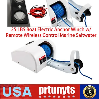 25 LBS Boat Electric Anchor Winch W/ Remote Wireless Control Marine Saltwater • $160.20