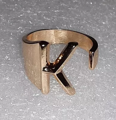 Fun Fashion Jewelry Goldtone Initial K Letter Signet Ring Adjustable Open Ring • $8