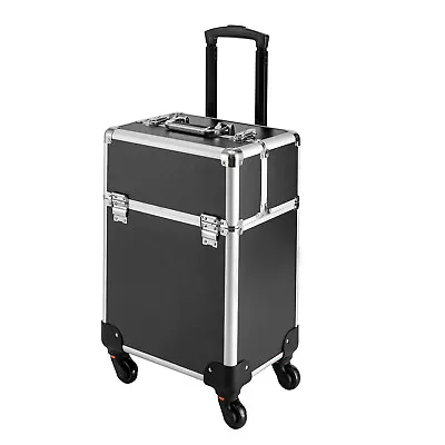 Rolling Aluminum Alloy Makeup Train Case Cosmetic Trolley Storage Organizer • $59.85