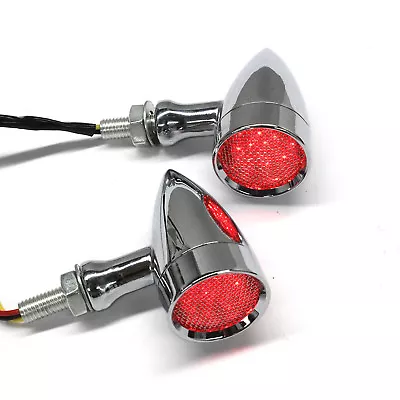 Chrome Motorcycle LED Turn Signal RED Light Brake Tail Light For Harley Davidson • $21.29