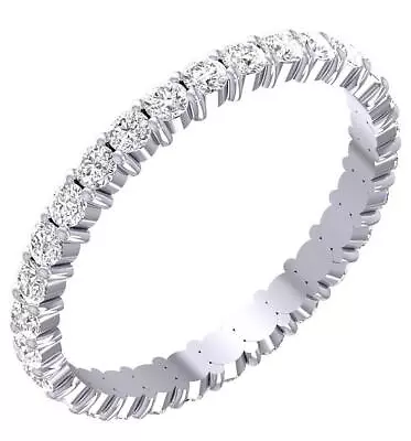 SI1 G 0.80 Carat Round Cut Diamond Eternity Anniversary Ring 14K White Gold RS 5 • $501.59