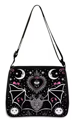 £13.99 • Buy BATS SHOULDER BAG  ALTERNATIVE GOTHIC EMO VAMPIRE DRACULA 20x24cm 🇬🇧 Gift Idea