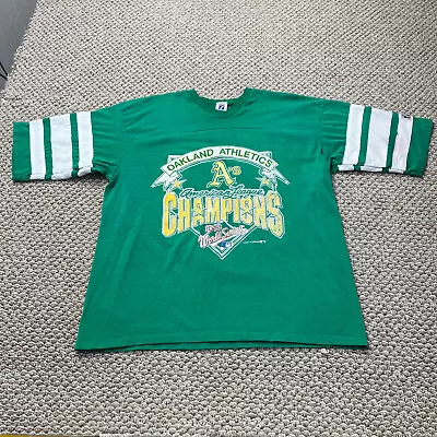 Vintage Oakland Athletics T-shirt Adult Mens XL Green Wolrd Series MLB 1988 • $19.97