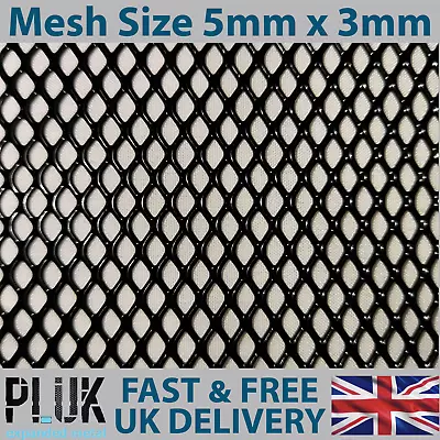 DIFFERENT SIZE Sheets Of Expanded Aluminium Black Metal Mesh Size 5mm X 3mm • £18.99