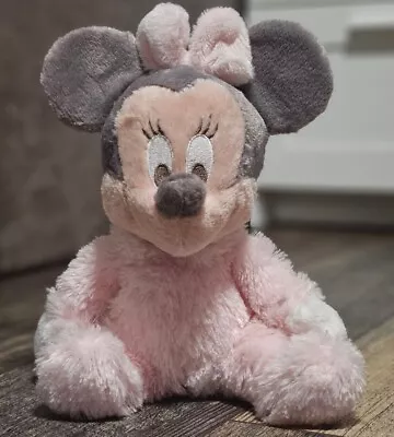 Disney Parks MINNIE MOUSE Baby Rattle Stuffed Plush Toy Pink/Grey - No Tags • $10.77