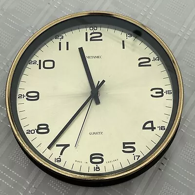 Vintage Retro Brown & Gold Coloured Round Metamec Wall Clock - Working Order • £19.99