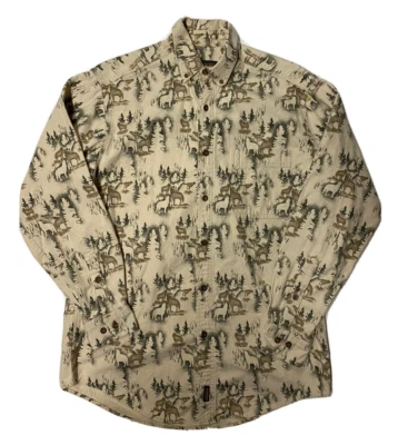 $17.99 • Buy Woolrich Vintage Chamois Flannel Shirt Mens Medium All Over Print Wolves Nature