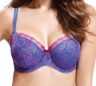 Brand New Panache Fern Paisley Print Balconnet Bra 6291 In Purple Print Size 30D • £12.90