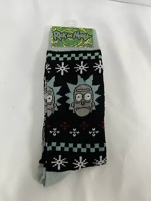 Official Adult Swim Snowflake RICK And MORTY Winter Sanchez Size 6-12 Xmas Socks • $8.99