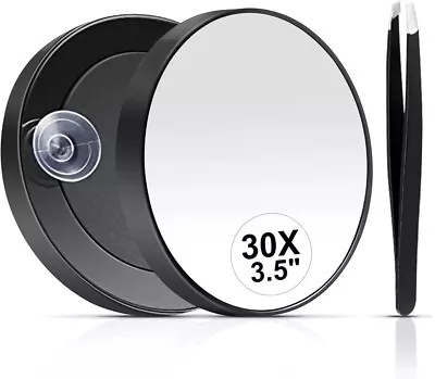 30X Magnifying Mirror Small Magnifying Mirror With Suction Cup And Tweezers As • $14.99