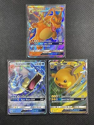 Pokemon Card X3 Charizard Gyarados & Raichu GX Hidden Fates Full Art Ultra Rare • $0.99