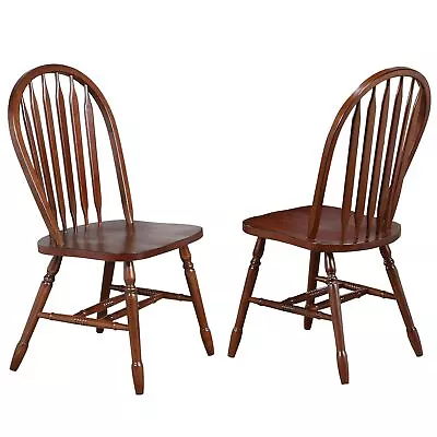 Andrews Windsor Arrowback Side Chestnut Brown Solid Wood | Set Of 2 Fully Ass... • $365.75