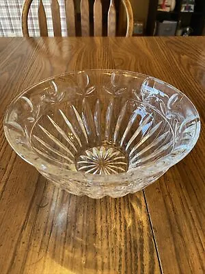 Block Lead Crystal Bowl 9  Clear Tulip Garden Poland Serving Bowl • $12