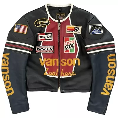 Vanson Leathers One Star Motorcycle Racer Leather Jacket Biker Racing Jackets • $219.50