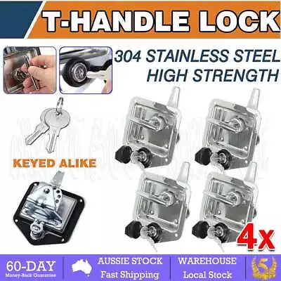 4Pcs T Handle Locks Tool Box With Keys Stainless Steel Trailer Camper Truck New • $51.99