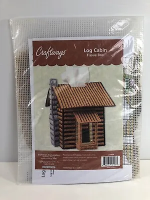 $14.99 • Buy Craftways Log Cabin Tissue Box Cover Plastic Canvas Needlepoint Kit New