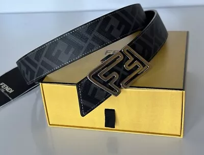 NIB $620 Fendi FF Faster Leather Black Reversible Belt 100/40 7C0486 Italy • $339.99