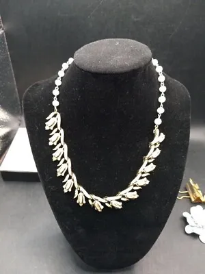 Vintage Signed Coro White Enamel Beads Goldtone 16  Necklace • $12.99