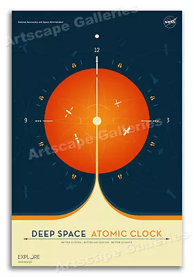 NASA - Deep Space Atomic Clock - Retro Space Exploration Travel Poster - 16x24 • $13.95