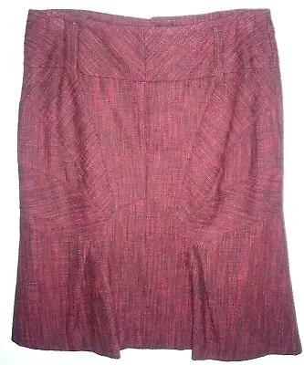 ZAPA Vintage Designer Red Tweed Wool Blend Retro 40s Fishtail Skirt EU 46 UK 16 • $9.89