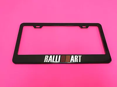 RALLIART - BLACK Powder Coated Metal License Plate Frame Tag Holder W/Screw Caps • $13.85