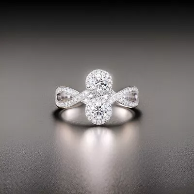 Exquisite Round Cut Moissanite Cluster Engagement & Wedding Ring For Women • $179