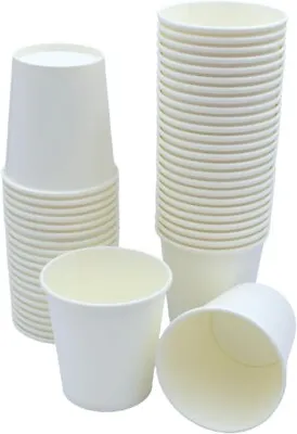 100 X 7oz White Biodegradable Eco-Friendly Disposable Hot&Cold Drinks Paper Cups • £7.99