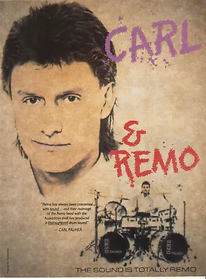 ELP Carl Palmer 1988 Ad- Remo Drums  Advertisement • $7