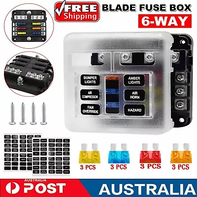 Blade Fuse Box Block 6 Way 12V 32V Holder LED Indicator Car Auto Boat Marine SET • $29.99