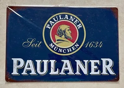 PAULANER MUNCHEN BEER METAL SIGN BAR MAN CAVE PUB CAFE 20x30cm • £5.99