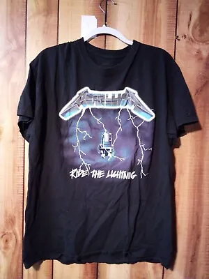 Vintage Metallica Shirt Mens XL Black Band Tee Heavy Metal Ride The Lightning  • $29.99