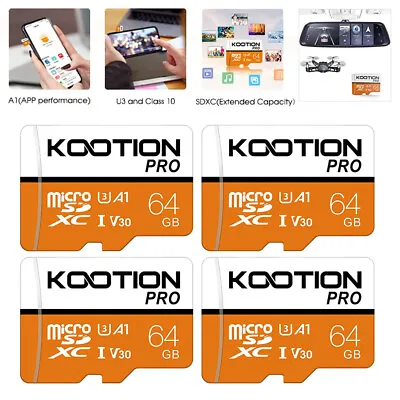 1/2/3/4/5 Pack 64GB Micro SD Card Ultra Micro SDXC Memory Cards U3 TF Cards LOT • $10.59