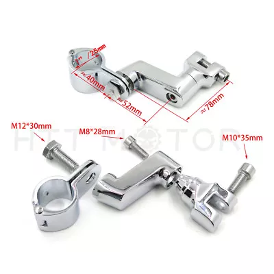 Chrome 1  Offset Bowleg Foot Peg Mounts Clamp For Harley Engine Guards Longhorn • $33.59