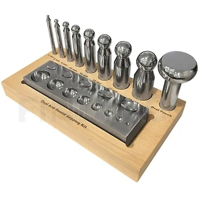 Oval & Round Dapping Block Punch Set Forming Shaping Doming Metal Form • £59.99