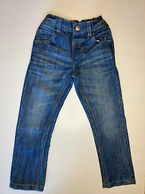 £9.95 • Buy Boys Jeans Adjustable Waist Blue Denim Straight Cut New Ex M&S 12M To 6 Years