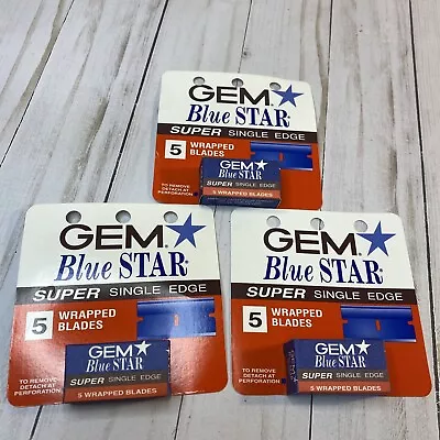 3-Gem Blue Star Super Single Edge Blades Hair Removal Razor - 15 Blades Total • $76.66