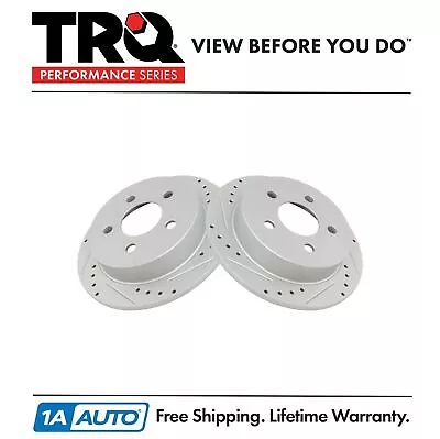 TRQ Performance Drilled & Slotted Rear G-Coated Disc Brake Rotor Pair • $89.95