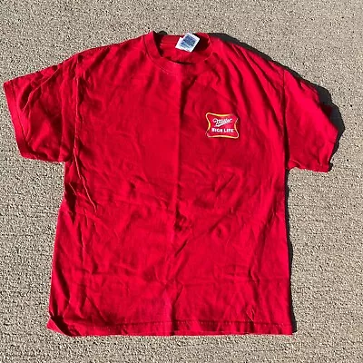 Vintage Miller High Life Red Tshirt Mens Medium The Champagne Of Beers Brew Crew • $20