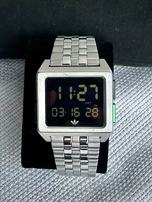 ADIDAS ARCHIVE _M1 DIGITAL WATCH STAINLESS STEEL SILVER Black/Green CK3106 Used • $74.95